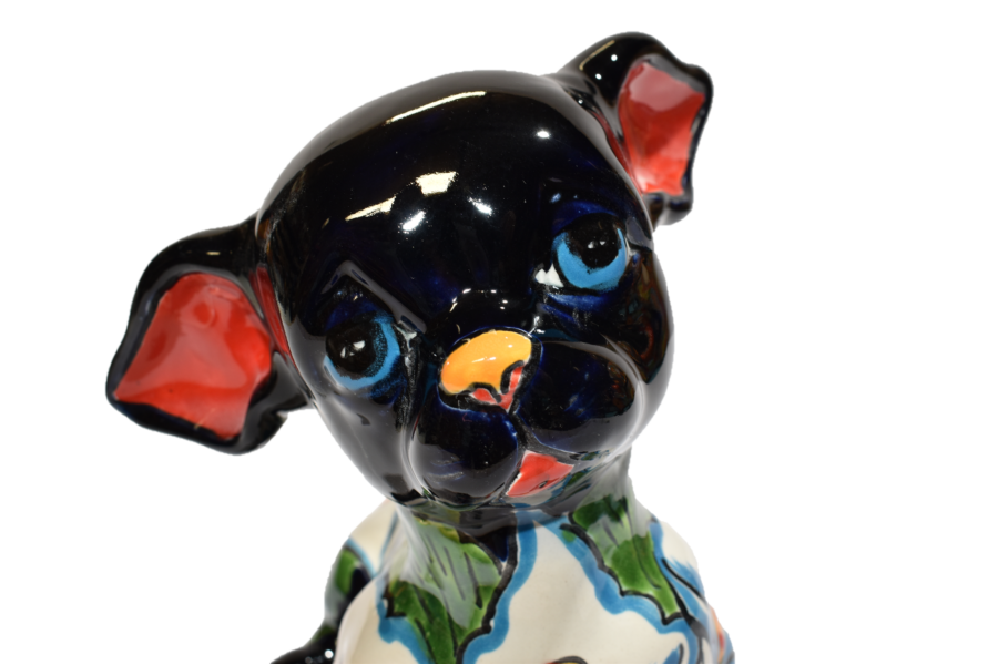 Sitting Calla-lilies Chihuahua Puppy Handmade Mexican Pottery