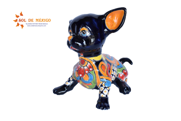 Sitting Talavera Chihuahua Puppy Handmade Mexican Pottery