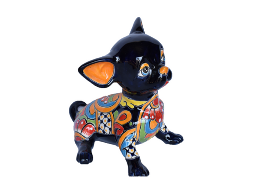 Sitting Talavera Chihuahua Puppy Handmade Mexican Pottery