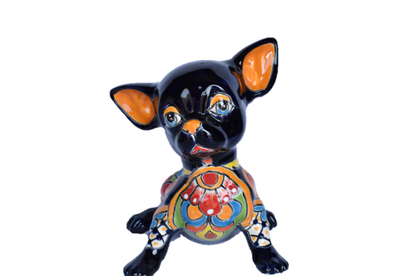 Sitting Talavera Chihuahua Puppy Handmade Mexican Pottery