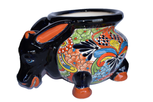 Planter Donkey in classic Puebla style