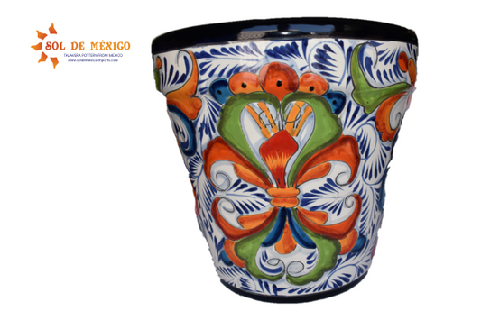Ceramic flowerpot, colorful Spring