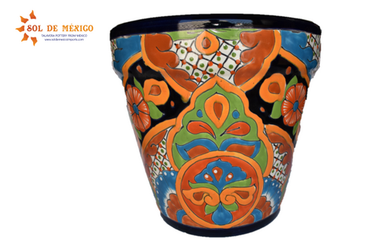 Ceramic flowerpot, colorful Talavera Classic Design