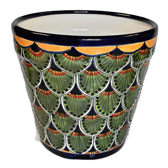 Ceramic flowerpot, Classic Peacock Green Design