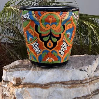 Ceramic flowerpot, colorful Talavera Classic Design