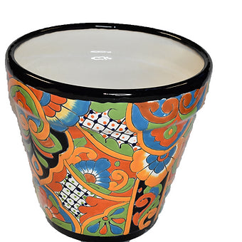 Ceramic flowerpot, colorful Talavera Classic Design